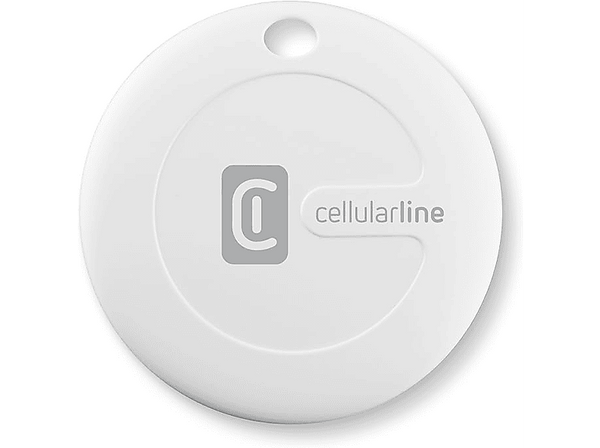 Etiqueta de rastreo  - Cellularline BTTRACY1W, Compatible con Apple iOS Find My, 1 Unidad, Batería reemplazable, Resistente al agua, Blanco
