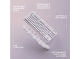 Teclado gaming - Logitech G G715 Tactile Aurora Collection, Bluetooth, Retroiluminación, Lightsync, Lightspeed, Interruptores lineales, PC/Mac, Blanco