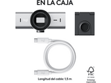 Webcam - Logitech MX Brio, Ultra HD 4K, Corrección de iluminación automática, Autoencuadre, Micrófonos/reducción de ruido, Tapa de privacidad, Gris