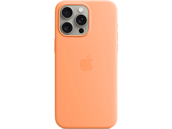 APPLE Funda de silicona con MagSafe para iPhone 15 Pro, Naranja sorbete