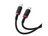 Cable USB-C - Baseus Dura, Tipo-C a Tipo-C, 100 cm, Carga ultrarrápida, Protección inteligente a sobrecargas, Alta resistencia, 100W, Negro y Rojo