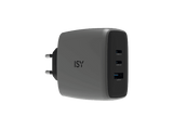 Cargador de pared - ISY IAC-7100, 100W, 3 puertos, Carga ultrarrápida, Gris oscuro