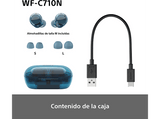 Auriculares True Wireless - Sony WFC710NL, Cancelación de ruido (Noise cancelling), Estuche carga rápida (40h), Inalámbricos, ANC, Bluetooth, Azul
