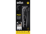 Cortapelos - Braun Series 5 HC5530, Memoria SafetyLock, 17 ajustes de longitud, 2 peines, 50 min autonomía , Negro