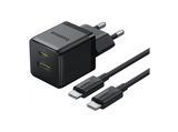 Cargador de pared - Baseus PALM, 30W, USB y Tipo-C, Kit con cable Tipo-C de 100 cm, Universal, Negro