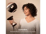 Secador - Cecotec Bamba IoniCare MagiCurls Black, 800 W, 3 temperaturas, 2 velocidades, Cable 360º, Tecnología iónica antifrizz, Difusor, Black