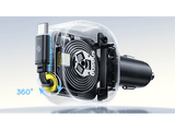 Cargador coche - Baseus VR2 PrimeTrip, Universal, 30W, Puerto Tipo-C, Con cable retráctil Tipo-C, Rotación multiángulo, Negro Cosmic