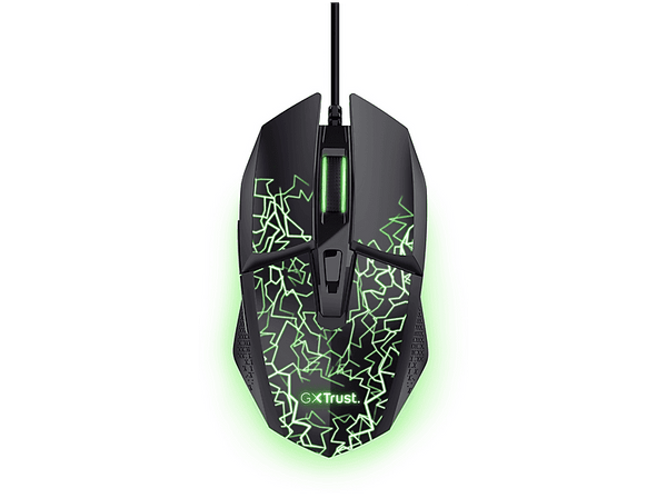 Ratón gaming - Trust Felox, Con Cable, 6400 DPI, Iluminación LED, Cable 1.5m, Negro