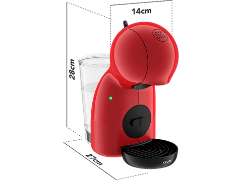 Cafetera de cápsulas - Nescafé Dolce Gusto Krups Piccolo XS KP1A35AS, 1600 W, 15 bar, 0.8 L, Calentamiento en 30 s, Bebidas calientes y frías, Rojo