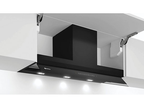 Campana grupo filtrante - Balay 3BD997GN, 3 velocidades, 749 m³/h, 86 cm, Visera protectora, Control Mecánico, Cristal Negro
