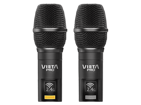 Micrófono - Vieta Party Mic Duo 2, 20 - 20000 Hz, 12h Autonomía, USB-C, Jack 6.5 mm, Negro