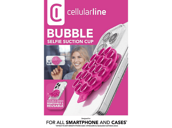 Soporte móvil - CellularLine SELFIESUCTIONCUP, Adhesión de ventosas, Rosa