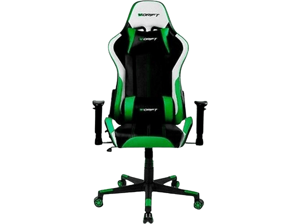 Silla gaming - Drift DR175, 2D (regulable en altura y anchura), Poliuretano), 150kg, Giratorio, Negro y Verde