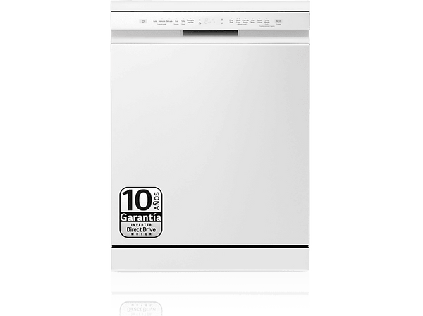 Lavavajillas - LG DF355FW, 14 servicios, 9 programas, 60 cm, LED táctil, Tercera bandeja, QuadWash™, ThinQ™, Blanco