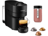 Cafetera de cápsulas - De'Longhi ENV90.B Vertuo Pop + Travel Mug para cápsulas Nespresso Vertuo, 2.6 bar, 0.56 L, 1.250 W, Bluetooth, Wi-Fi, Negro