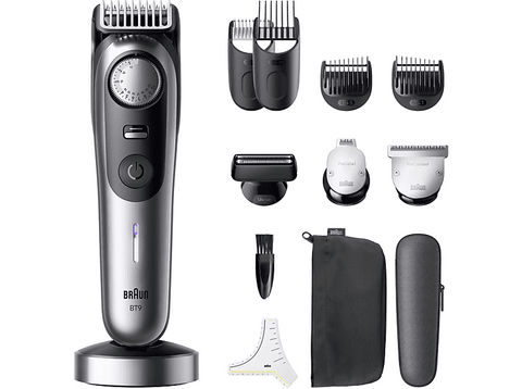 Barbero - Braun Series 9 BT9560, 12 Accesorios para barba, 52 ajustes de longitud, Bloqueo de precisión, Lámina ProBlade, PowerBoost, Wet&Dry, Cromo