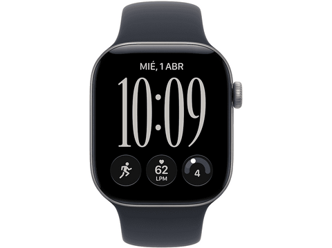 Apple Watch Series 12 (2026), GPS, 42mm, Caja de aluminio Gris espacial, Correa deportiva Azul marino, Talla M/L, Siri AI