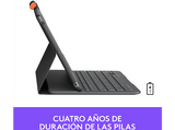 Funda con teclado - Logitech Slim Folio, Bluetooth, para iPad 2019 10.2, Teclas de acceso directo, Tres modos de uso, Batería hasta cuatro años, Gris