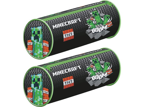 Estuche - Pyramid Minecraft (Tnt Boom) Barrel, Negro y verde