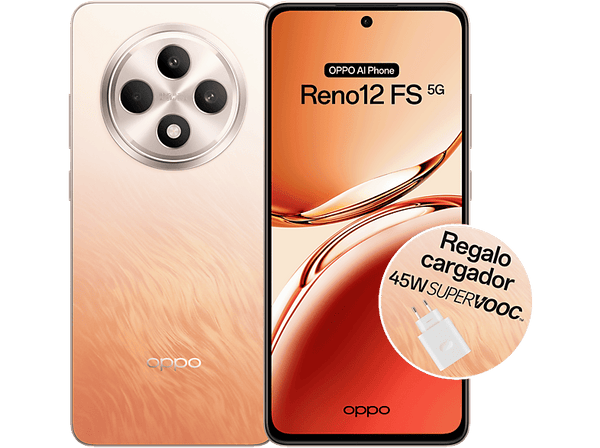 Móvil - OPPO Reno 12 FS 5G, Amber Orange, 512 GB, 12 GB RAM, 6.67" AMOLED Full HD+ 120 Hz, Mediatek Dimensity 6300 5G, 5000 mAh, Android