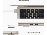 Apple MacBook Air (2022) MLY23Y/A, 13.6 Retina, Chip M2 Apple, CPU de 8 núcleos, GPU de 10 núcleos, 16GB RAM, 2TB de SSD, USB-C 70W, Blanco estrella