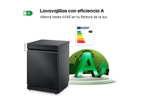 Lavavajillas - LG DF375HMS, 14 servicios, 10 programas, 60 cm, LED táctil, Tercera bandeja, TrueSteam™, QuadWash™, Acero negro grafito antihuellas