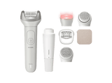 Depiladora - Philips BRE738/00, Set belleza 9900 Series, 7 accesorios, SkinLED, ProGuide 360°, Exfoliación, Impermeable, 60 min batería