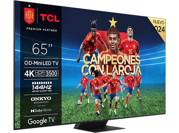 TV Mini LED 65" - TCL 65C855, UHD 4K, Quantum Dot, AiPQ Pro Processor, Smart TV, Control por voz, Negro