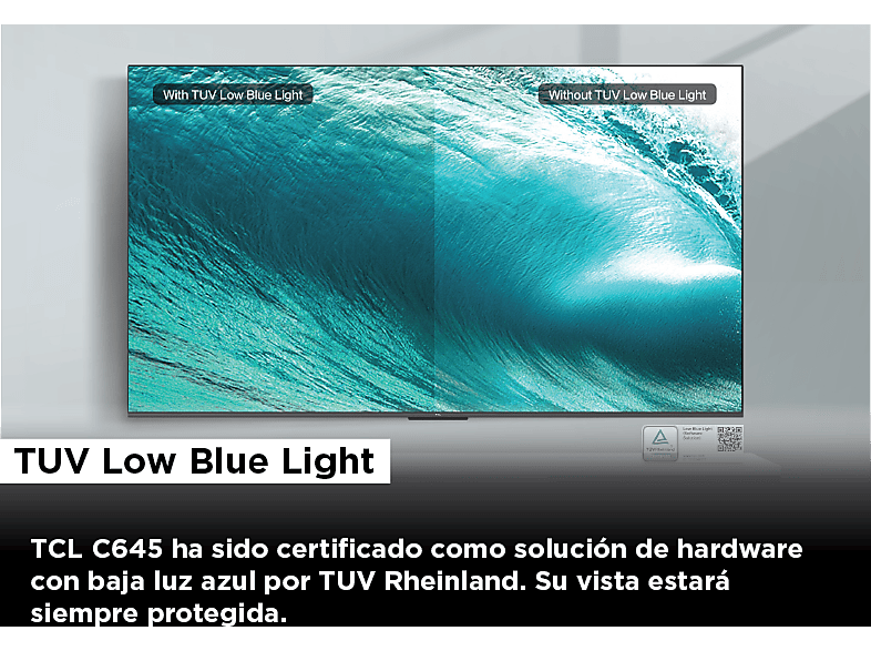 TV QLED 43 - TCL 43C645, UHD 4K, Quad Core, Smart TV, Dolby Atmos,  Brushed titanium metal front