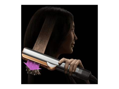 Plancha de pelo - Dyson Airstrait™, Alisado Mojado a Seco, 1600W, 3 Niveles temperatura, 3 Niveles potencia, Red Velvet/Gold