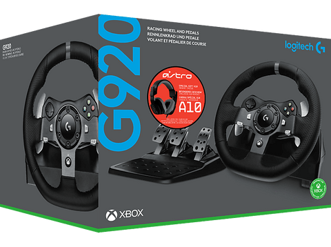 Volante - Combo Logitech G G920 + Auriculares gaming ASTRO A10, Xbox/PC, Force Feedback, Pedales ajustables, Giro 900°, Micrófono volteable, Negro