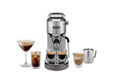 Cafetera express - De'Longhi EC890.M Dedica Duo Cold Brew, 15 bar, 1450W, 1.1 l, Capacidad para 2 tazas, Metal