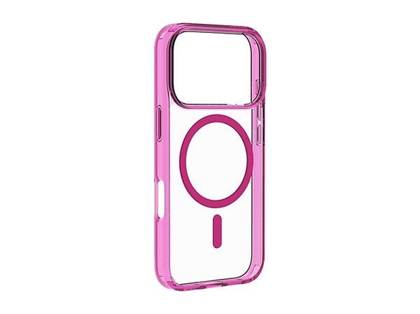 Funda móvil - CellularLine ICONIC MAG, Para iPhone 17 Pro Max, Ultrarresistente, MagSafe, Fucsia y Transparente