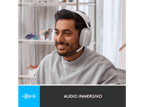 Auriculares inalámbricos - Logitech Zone Vibe 100, Bluetooth, Micrófono con supresión de ruido, 18hs de autonomía, PC/Mac, Altavoces 40 mm, Blanco