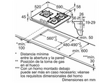Placa de gas - Bosch PPC6A6I10, 3 zonas, Ancho 59 cm, Gas natural, Vidrio templado, Negro