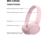 Auriculares inalámbricos - Sony WH-CH535P, Bluetooth 6.0, 55 h batería, Carga rápida, 360 Reality Audio, Conexión multipunto, Diadema, Rosa