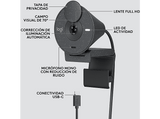 Webcam - Logitech Brio 300, Full HD, Micrófono con reducción de ruido, USB-C, Corrección de luz, Windows, Mac, Obturador de privacidad, Negro