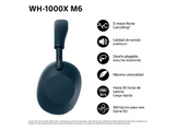 Auriculares inalámbricos - Sony WH-1000XM6, Cancelación ruido, 30h Autonomía, Hi-Res, Carga Rápida, Cómodo, Plegable, iOS/Android, Azul