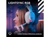 Auriculares gaming - Logitech G A20 X Lightspeed, Bluetooth, PS5-XBOX-Switch-PC, Playsync, Micrófono extraíble, Personalizable, Lightsync, Blanco
