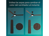 Ventilador de techo - Philips Velyx 132 cm, 56 W, 6 Velocidades, Silencioso, Luz blanca de cálida a fría, Negro