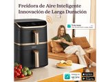 Freidora de aire - Cosori Turbo Tower Pro Smart™ Chef Edition, 2630 W, 10.8 l, 2 cestas, 30º - 230ºC, Wifi, Negro