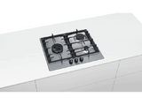 Placa gas - Bosch PCC6A5B90, 3 zonas, Gas, Acero inoxidable