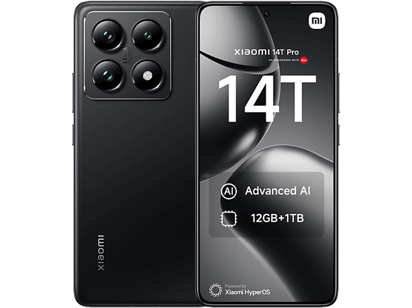 Móvil - Xiaomi 14T Pro, Negro Titanio, 1 TB, 12 GB RAM, 6.67" 1.5K, Mediateck Dimensity 9300+, 5000 mAh, Android-HyperOS
