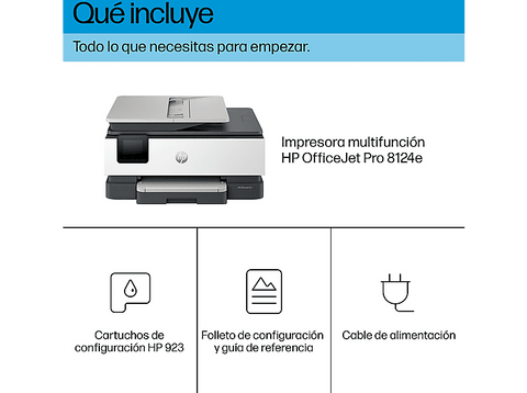 Impresora multifunción - HP OfficeJet Pro 8124e, Copia, Escáner, Fax móvil, Inyección de tinta térmica, Wi-Fi, Hasta 6 meses tinta con HP+, Gris