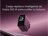 Cargador de pared - Baseus PicoGo AH22,  100W, USB-C, Carga ultrarrápida simultánea, Triple puerto, Pantalla inteligente, Con cable 1m, Dark Cherry