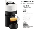 Cafetera de cápsulas - Krups Vertuo Pop, Incluye Travel Mug, 0.56l, 1500W, 4 tipos de Café, Blanco