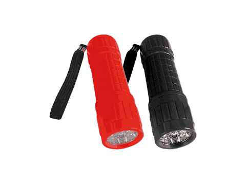 Pack Linternas - Panda TC-65RD, 2 unidades, 9 LEDs, 60 lúmenes, Alcance 5 metros, Pilas AAA, Rojo y Negro