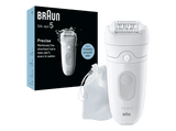 Depiladora - Braun Silk-épil 5-011, Tecnología Micro-Grip con 28 pinzas, Piel suave duradera, Wet&Dry, Blanco/Gris