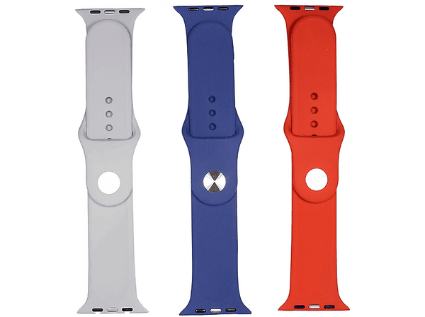 Pack Correas - Friendly License, Apple Watch 42/44/45 mm, Cierre click, Gris, Azul, Rojo