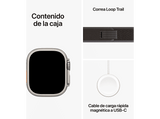 Apple Watch Ultra 2 (2023), GPS + Cellular, 49 mm, Caja de titanio, Gesto doble toque, Correa Trail Loop en Talla M/L de color Azul/Negro